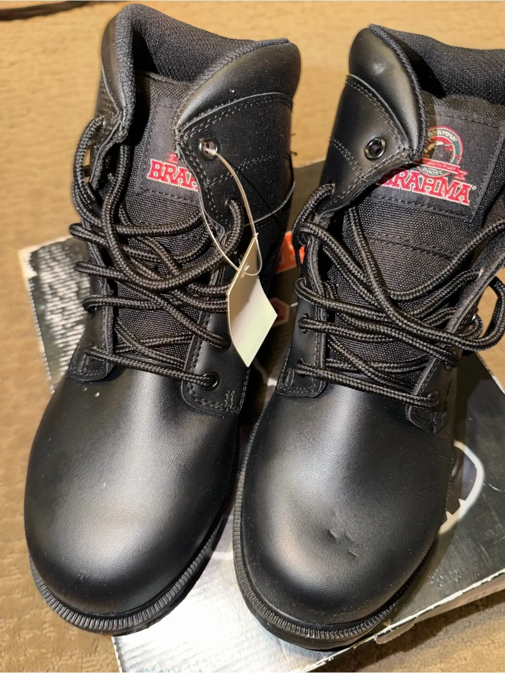Brahma Black Lace-Up Work Boots